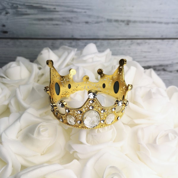 Small Rhinestone Crown - Gold, Rose Gold, and Silver for Cupcake, or party decorations, for Doll Crown