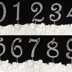 Silver Rhinestone monogram Numbers Cake Toppers 0-9 / Cake toppers / Table numbers for all occasion