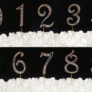Gold Rhinestone monogram Numbers Cake Toppers 0-9 / Cake toppers / Table numbers for all occasion