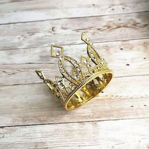 Small Rhinestone Crown - Gold, Rose Gold, and Silver for cake topper, or party decorations, for Doll Crown