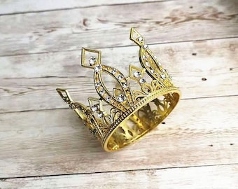 Small Rhinestone Crown - Gold, Rose Gold, and Silver for cake topper, or party decorations, for Doll Crown
