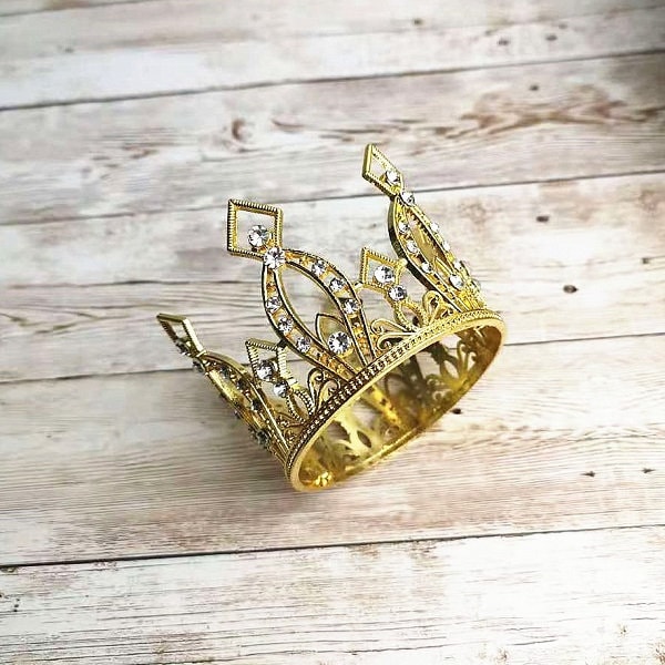 Small Rhinestone Crown - Gold, Rose Gold, and Silver for cake topper, or party decorations, for Doll Crown