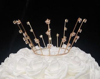 Acrylic Starts French Gold Crown - Cake Toppers, Centerpiece decorations, Home decorations, Garden decorations