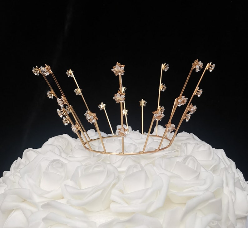 Acrylic Starts French Gold Crown Cake Toppers Centerpiece Etsy