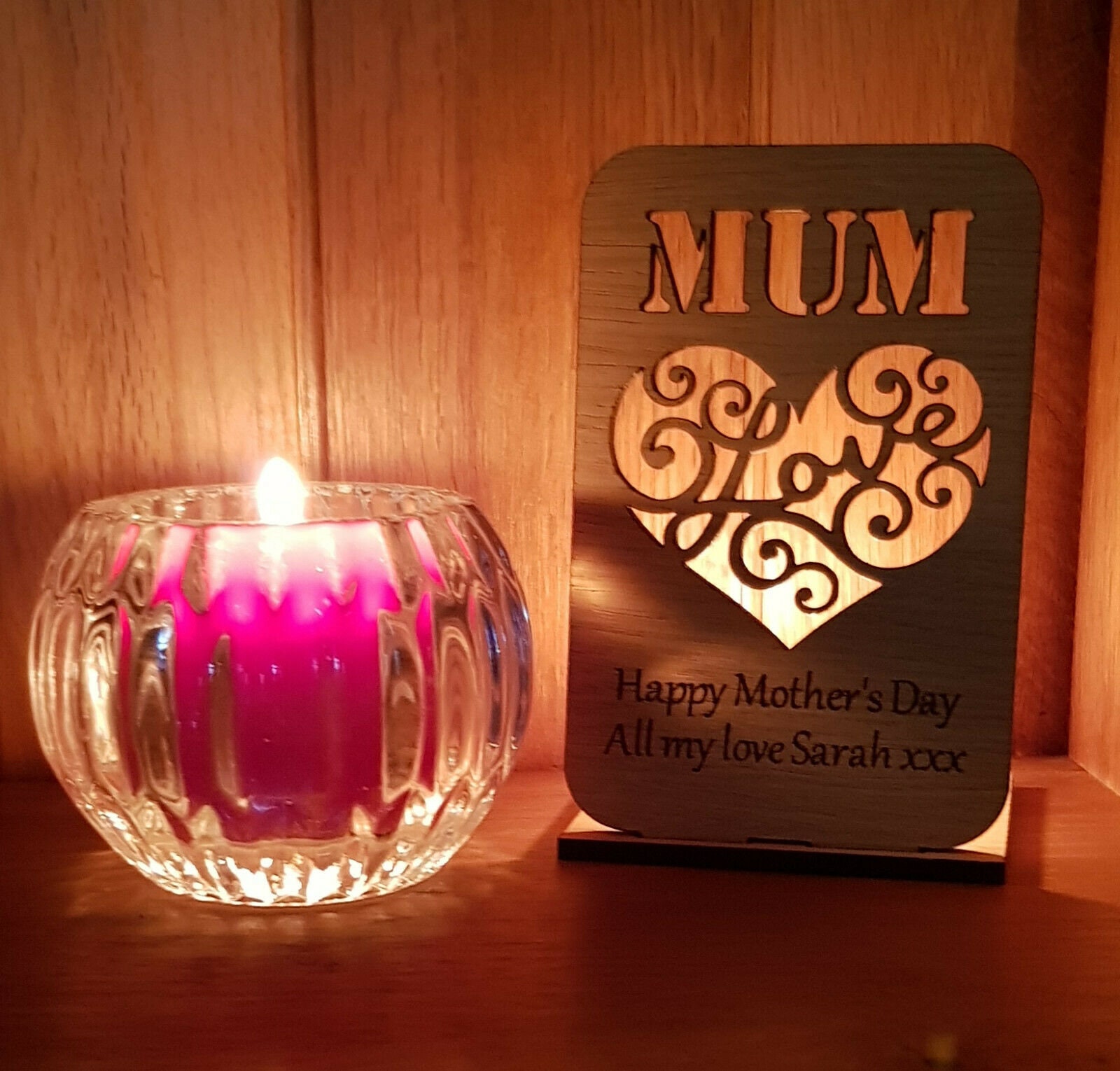 Personalised Tea Light Wooden Candle Holder Gifts for Mum Etsy