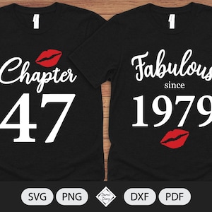 Chapter 47, Fabulous Since Birth Year 1979 - SVG File - Birthday Kiss - Cut File - Silhouette Cricut - PNG Transparent background