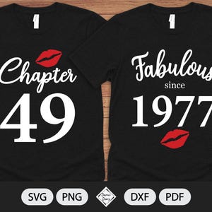 Chapter 49, Fabulous Since Birth Year 1977 - SVG File - Birthday Kiss - Cut File - Silhouette Cricut - PNG Transparent background