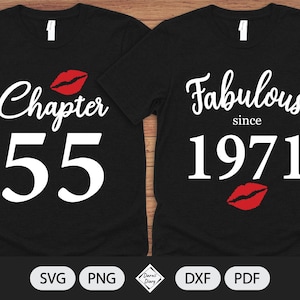 Chapter 55, Fabulous Since Birth Year 1971 - SVG File - Birthday Kiss - Cut File - Silhouette Cricut - PNG Transparent background