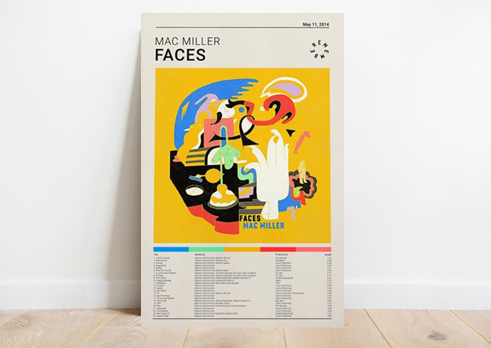 Mac Miller Poster No Framed Mac Miller Prints Faces Album | Etsy