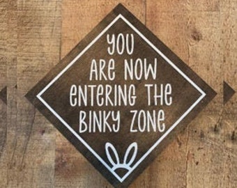 Binky Zone Diamond Shape Brown Wooden Custom-Made Bunny Sign/Wall Decor Small Pet Wall Personalized Decoration for Pets/Rabbits/Bunnies
