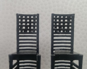 Miniature Modern Style Chairs, Set of 2 (1:24 Scale)