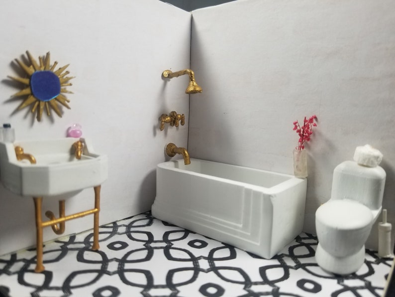 Miniature Art Deco Bathroom Set 124 Scale Etsy