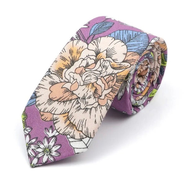 Men's Skinny Tie in Royal Bloom