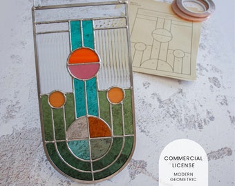 PATTERN • Modern Geometric Stained Glass Pattern • Digital Download: Commercial License