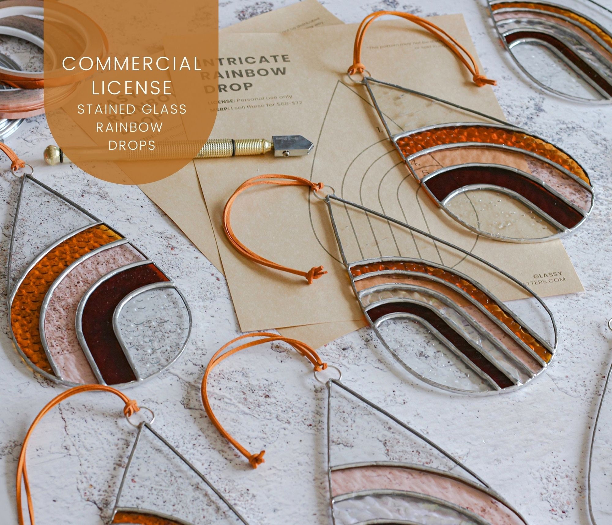 PATTERNS 2 Rainbow Drop Stained Glass Patterns Digital | Etsy