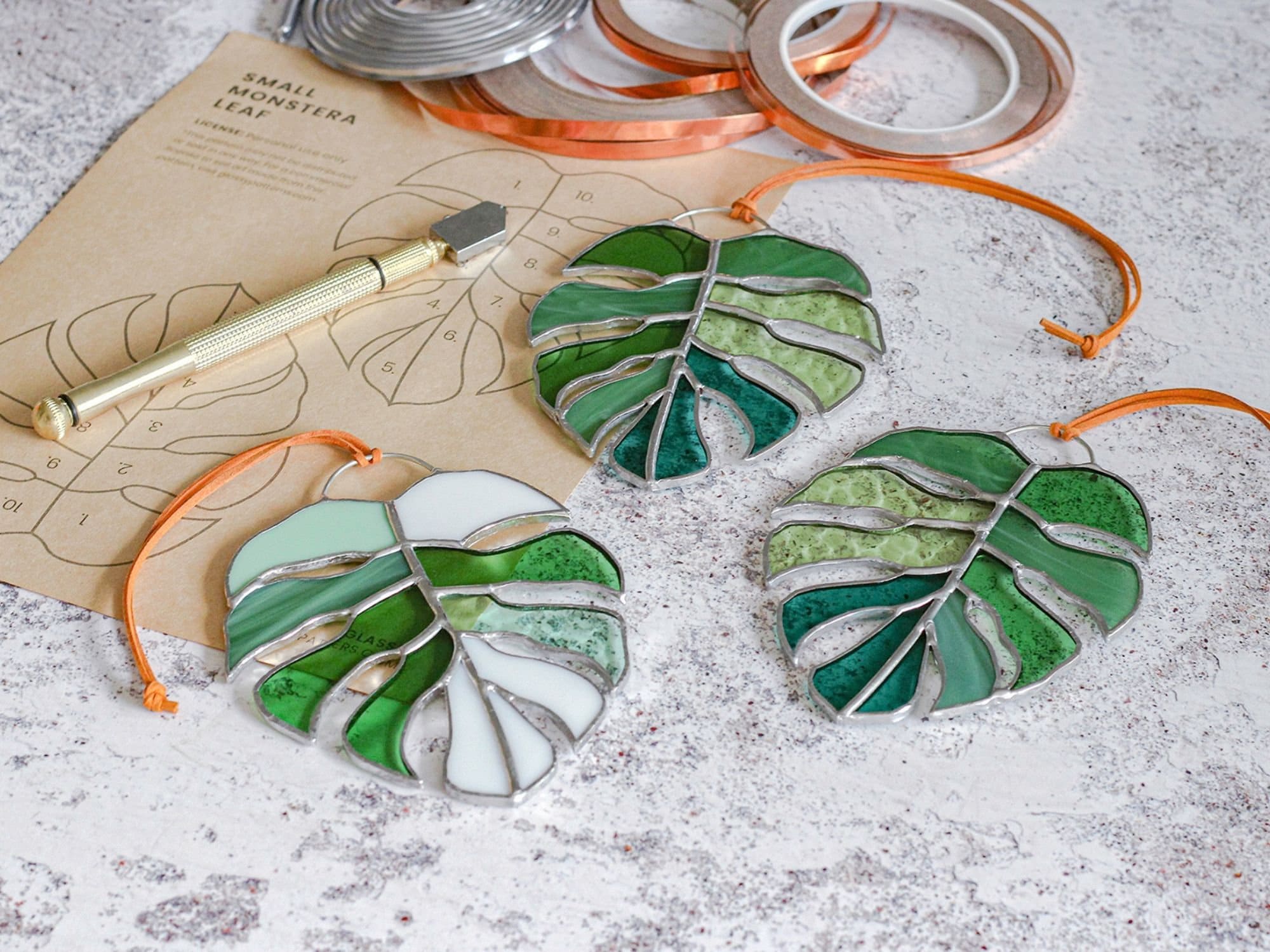 PATTERNS 3 Monstera Deliciosa Leaf Stained Glass Patterns Etsy Australia