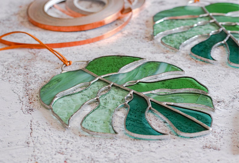 PATTERNS 3 Monstera Deliciosa Leaf Stained Glass Patterns Etsy