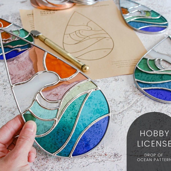 PATTERN • Drop of Ocean Stained Glass Pattern • Digital Download: Hobby License