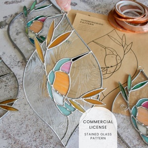 PATTERNS • Hummingbird Stained Glass Patterns • Digital Download: Commercial License