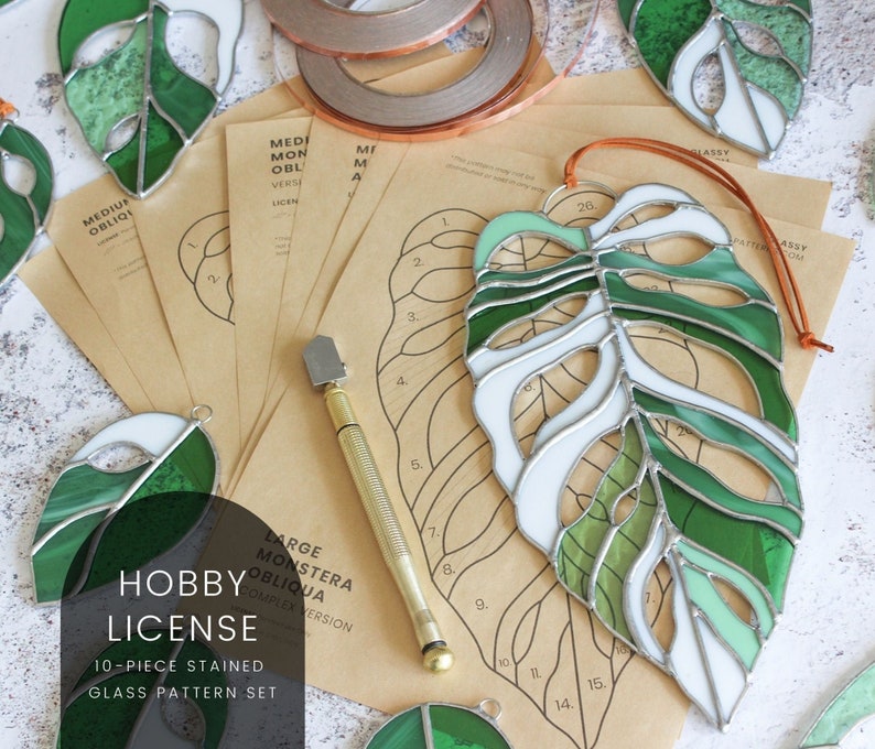 PATTERNS 10 Monstera Leaf Stained Glass Patterns Digital Etsy