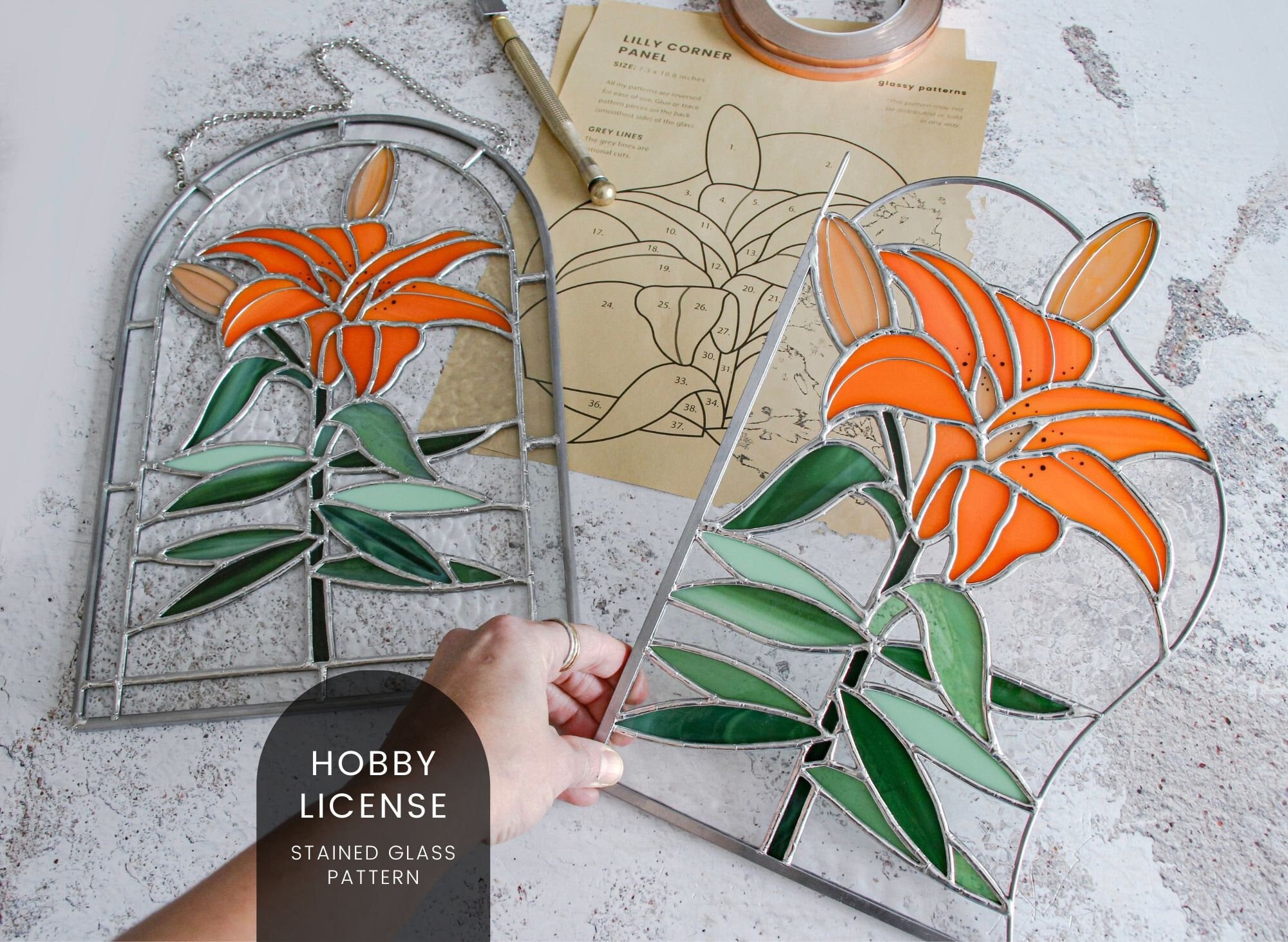 PATTERNS Lilly Flower Stained Glass Patterns Digital Download
