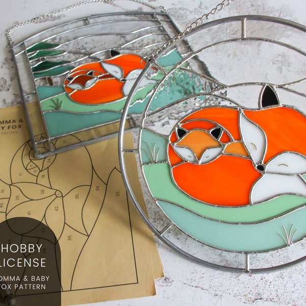 PATTERNS • Mom and Baby Fox Stained Glass Patterns • Digital Download: Hobby License