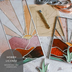 PATTERN • Mountain Sunrise Stained Glass Pattern • Digital Download: Hobby License