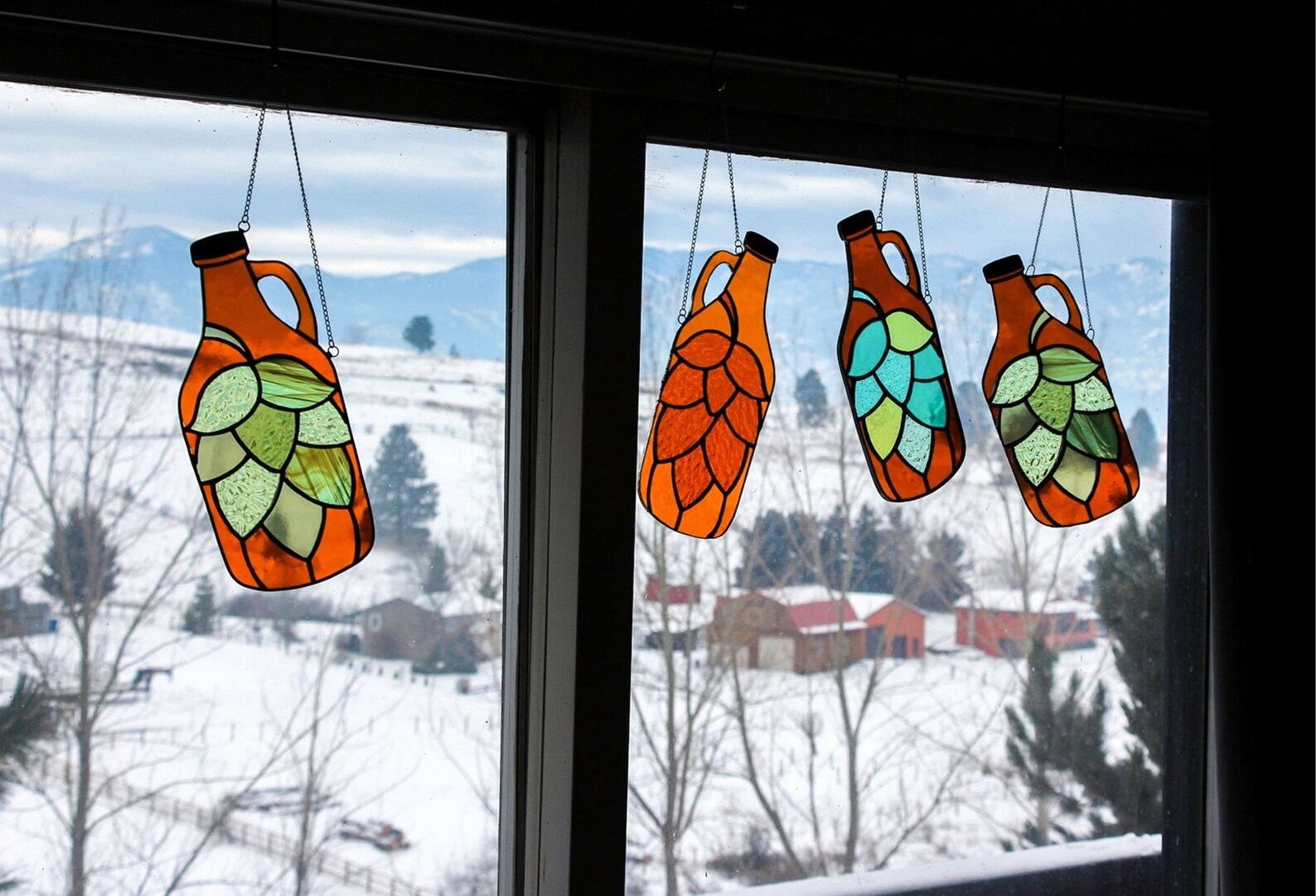PATTERNS Beer Growler With Hops Stained Glass Pattern Etsy