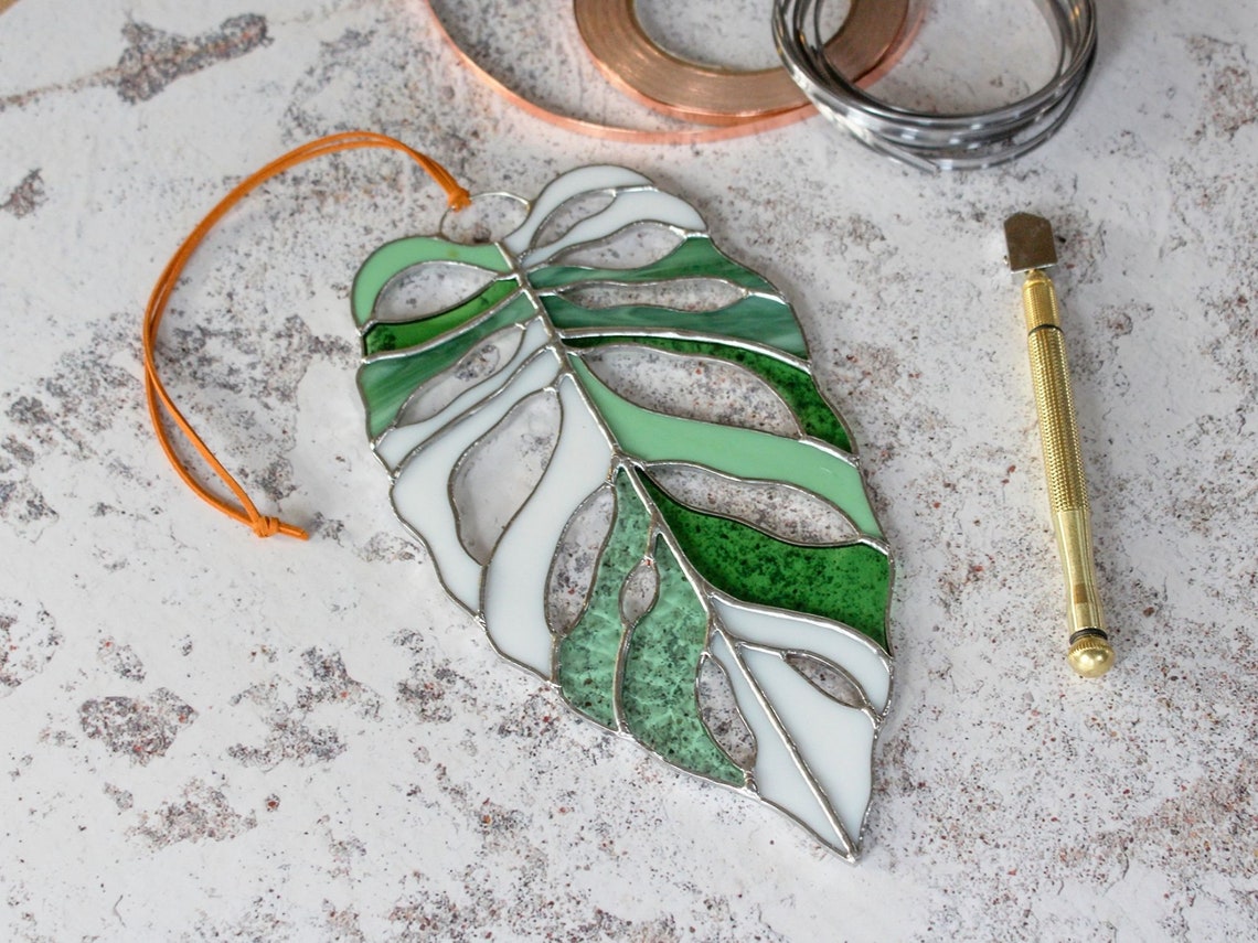 PATTERNS 3 Monstera Obliqua Leaf Stained Glass Patterns Etsy