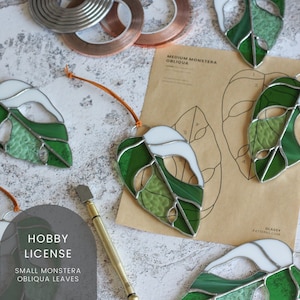 PATTERN • Monstera Obliqua Leaf Stained Glass Pattern • Digital Download: Hobby License