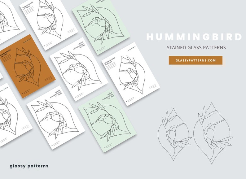 Large Hummingbird Pattern PATTERNS • Hummingbird Stained Glass Patterns • Digital Download ...