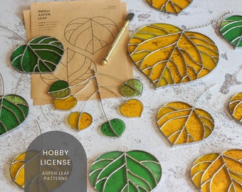 MUSTER • 4 Aspen Leaf Buntglasmuster • Digitaler Download: Hobby Licence