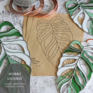 PATTERNS • 3 Monstera Obliqua Leaf Stained Glass Patterns • Digital Download: Hobby License