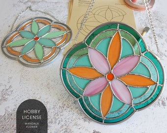 PATTERN • Mandala Flower Stained Glass Pattern • Digital Download: Hobby License