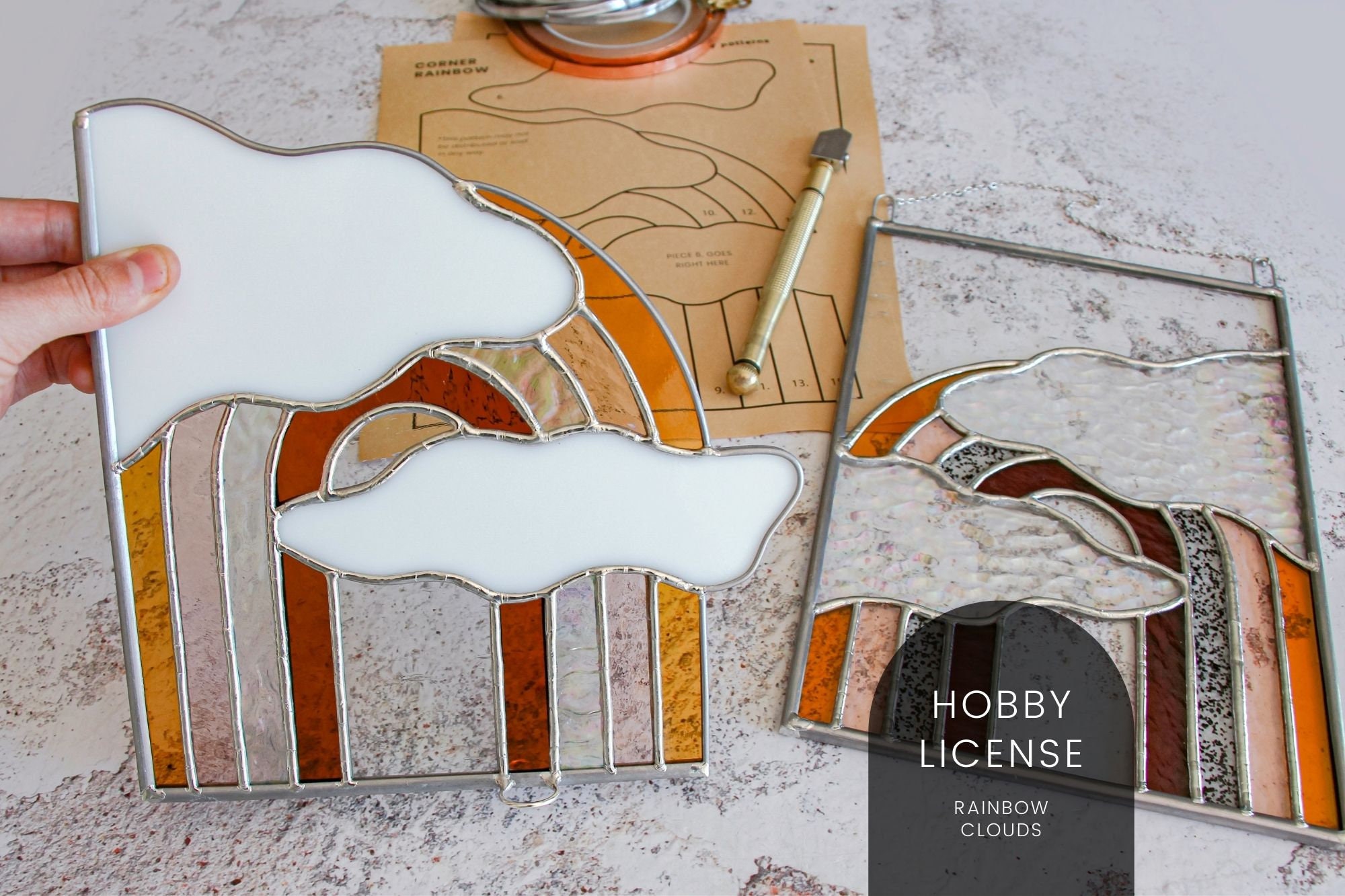 PATTERNS Rainbow Clouds Stained Glass Patterns Digital - Etsy