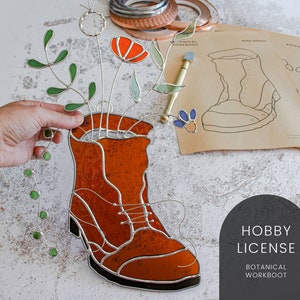 PATTERN • Botanical Workboot Stained Glass Patterns • Digital Download: Hobby License