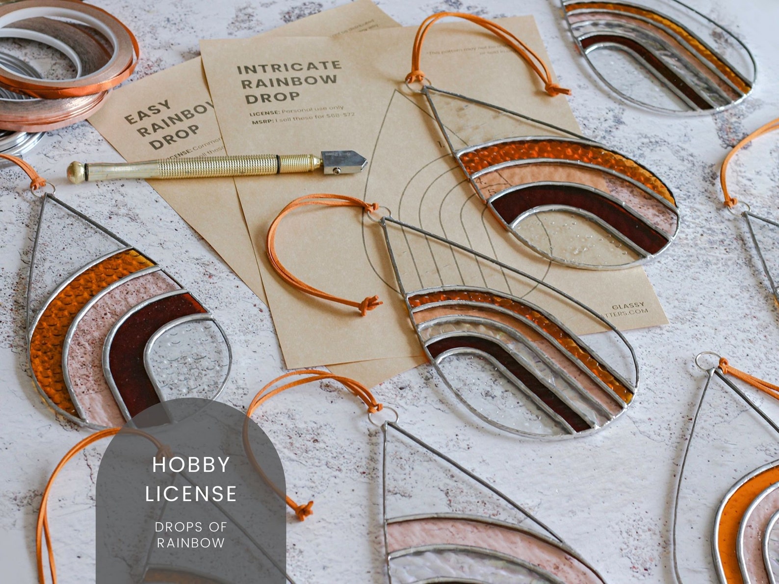 PATTERNS 2 Rainbow Drop Stained Glass Patterns Digital - Etsy