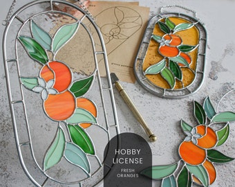 MOTIFS • Modèles de vitraux d'oranges fraîches • Téléchargement numérique : Licence Hobby