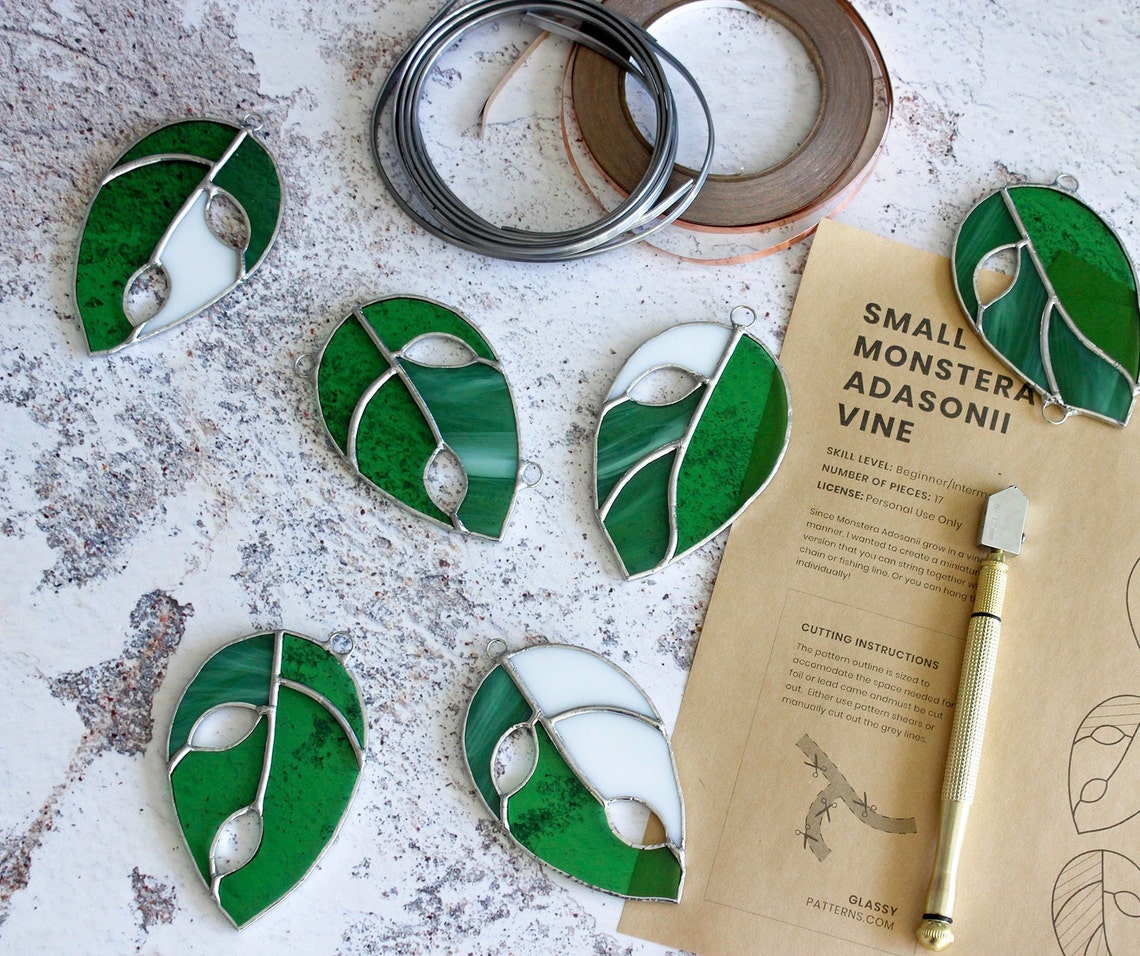 PATTERNS 10 Monstera Leaf Stained Glass Patterns Digital Etsy