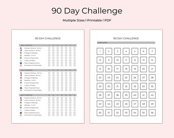 90 day gray challenge tracker printable tracker checklist etsy australia