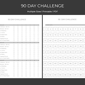 90 Day Challenge Tracker – Printable tracker/checklist & Calendar – Digital Download