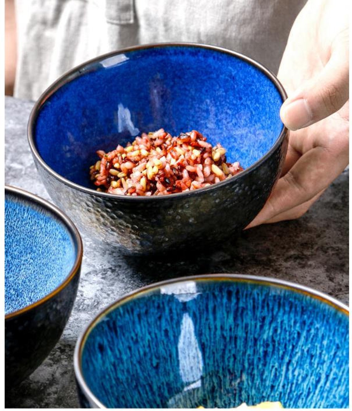 Creative Ceramic Noodle Bowl Retro Salad Bowl Household Etsy