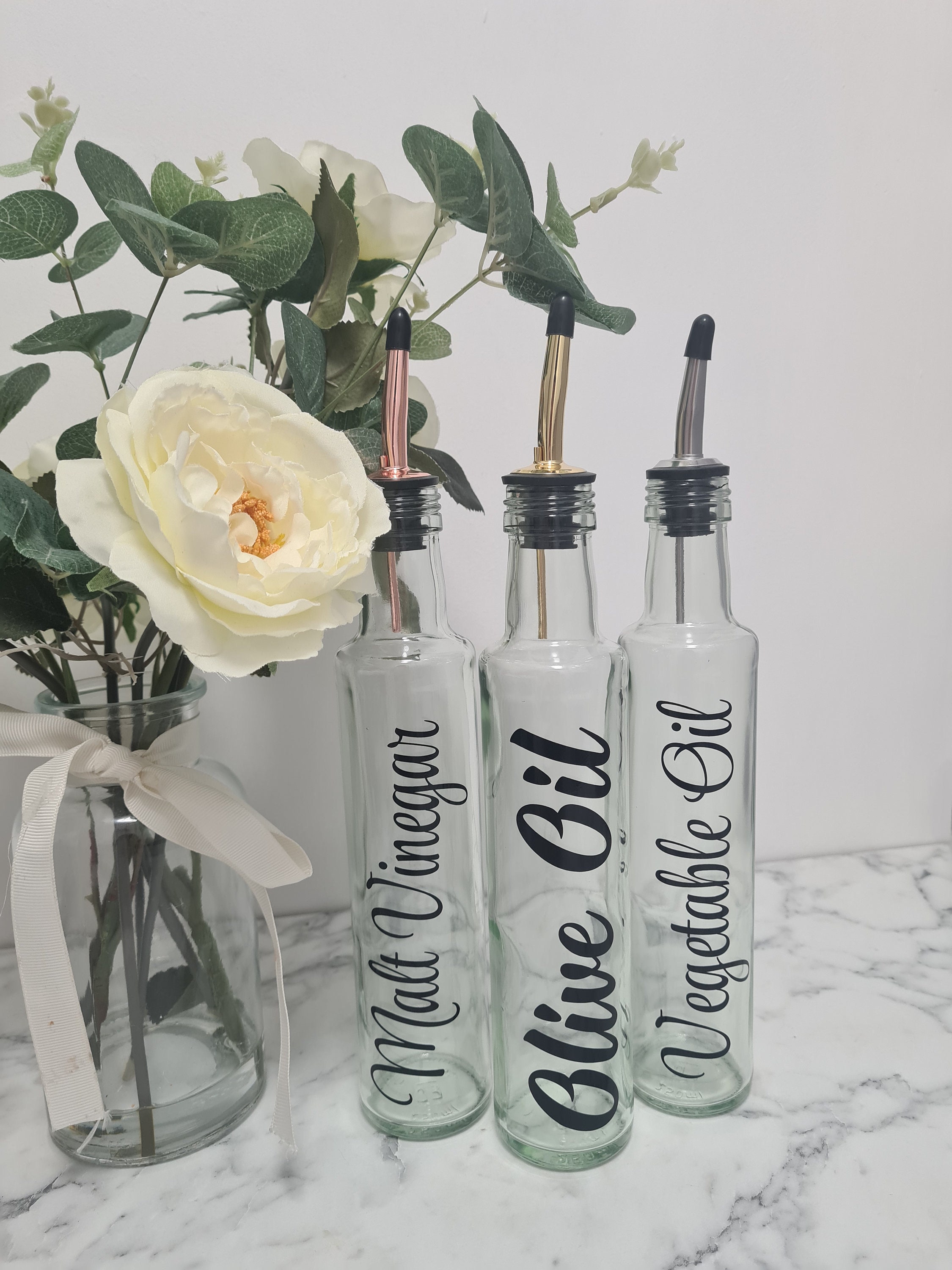 Glass Bottle Dispenser Pourer Olive Oil Vinegar Salad Dressing Etsy