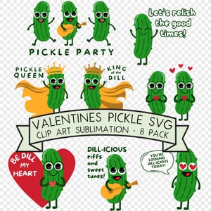 Pacchetto di clipart SVG di sottaceti di San Valentino / SVG di sottaceti divertenti / File di sottaceti con download immediato per Cricut / File PNG di citazioni di sottaceti dolci