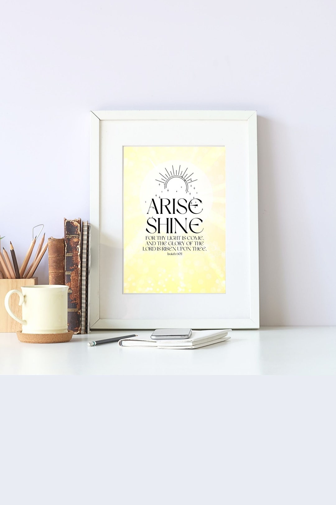 Bible Scripture Arise Shine Yellow and Black Wall Art Modern Christian ...
