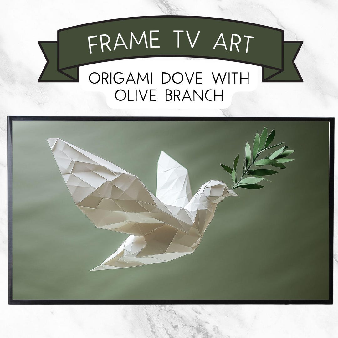 Origami Dove With Olive Branch Frame TV Art Digital Download | Green Peace  Love | Bible Art | Dove Olive Branch Instant Download Frame TV - Etsy, image size:1080x1080