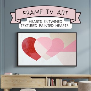 Hearts Entwined Frame TV Art | Red Pink Hearts Textured Painting |  Digital Art for Frame TV Valentines Wedding Anniversary Instant Download