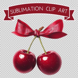 Kokette Kirschen mit Schleife SVG Clip Art | Kirschrotes Koquette Band | Sofortiger Download für Cricut | Sublimation Clipart PNG-Dateien