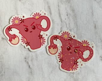 Angry Uterus Sticker, Holographic Sticker, Uterus Middle Finger, Feminist, Women Empowerment, Girl Power