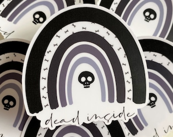 Black Rainbow, Dead Inside Sticker, Skull Sticker, Bones Sticker, Halloween Sticker